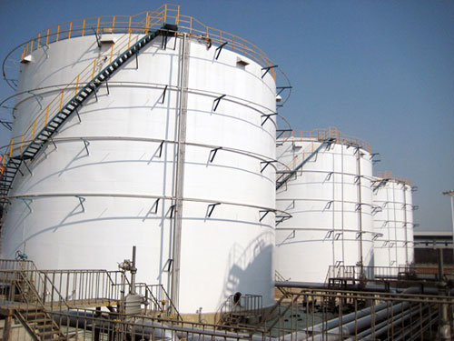 Storage tanks at a petroleum terminal